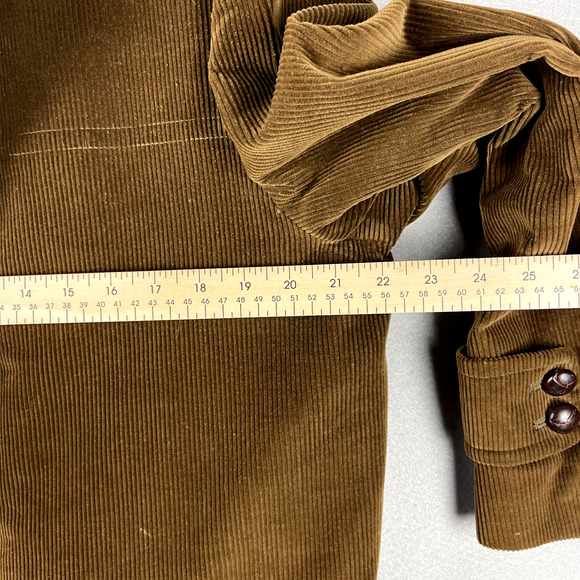 VTG London Fog Long Corduroy Coat Mens 40R Brown Faux Fur Lined Chore Classic - Picture 7 of 16